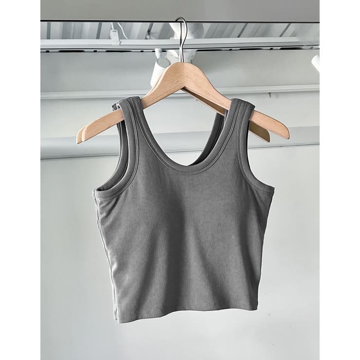 カップ付きクロップドリブタンクトップ | Re:EDIT | 詳細画像5 