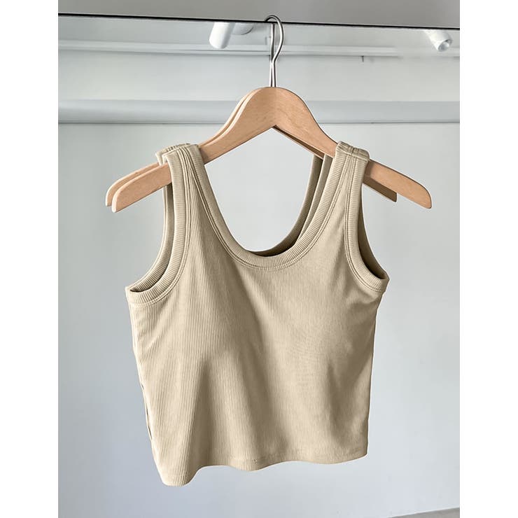 カップ付きクロップドリブタンクトップ | Re:EDIT | 詳細画像6 