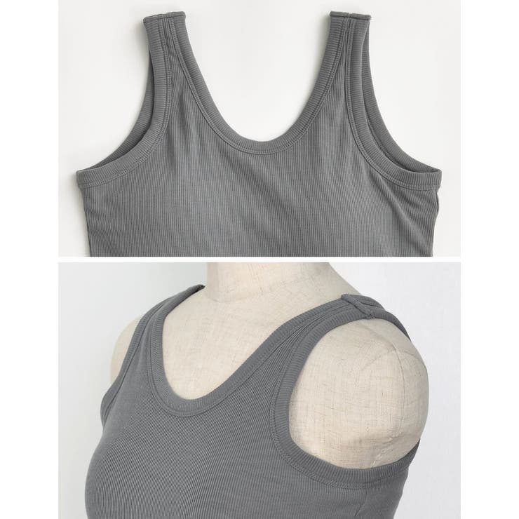 カップ付きクロップドリブタンクトップ | Re:EDIT | 詳細画像23 