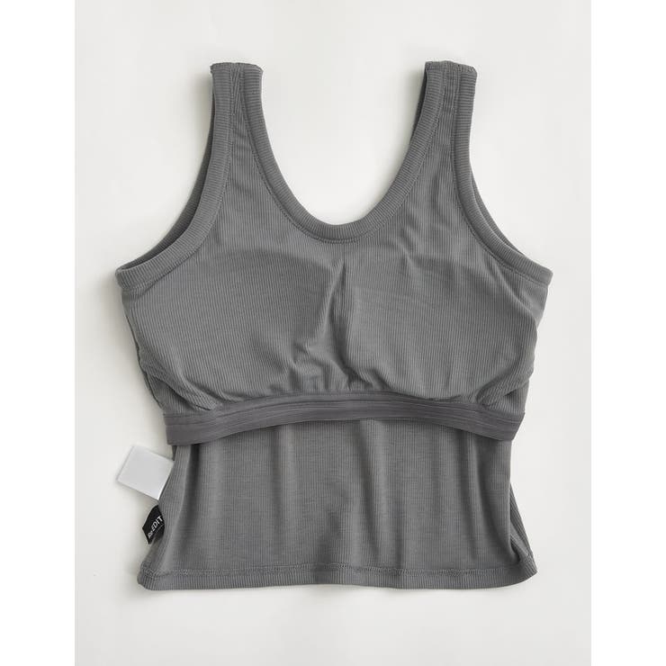 カップ付きクロップドリブタンクトップ | Re:EDIT | 詳細画像24 