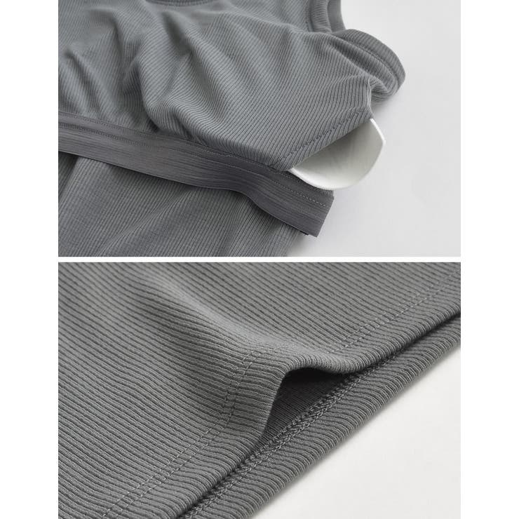 カップ付きクロップドリブタンクトップ | Re:EDIT | 詳細画像25 