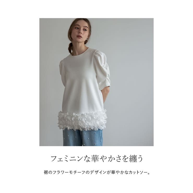 [MEISM by Re:EDIT]フラワーモチーフパワショルチュニックトップス | Re:EDIT | 詳細画像5 