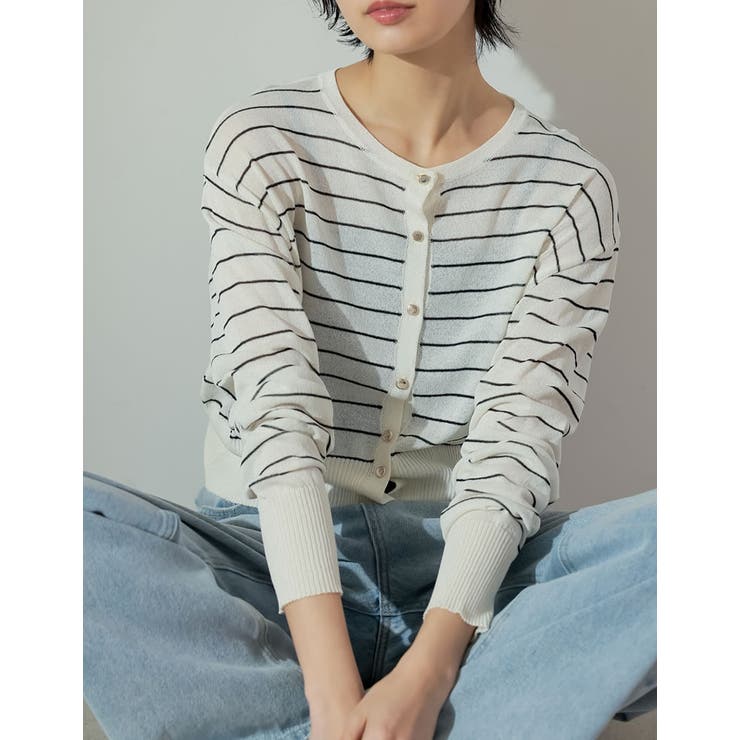 シアーニット長袖カーディガン | Re:EDIT | 詳細画像2 