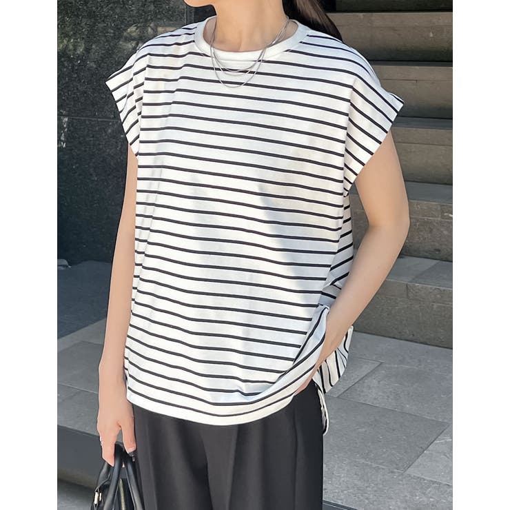 [接触冷感][UVカット][ヒップが隠れる丈]天竺ウエストタックTシャツ | Re:EDIT | 詳細画像4 