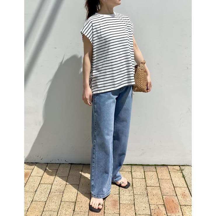 [接触冷感][UVカット][ヒップが隠れる丈]天竺ウエストタックTシャツ | Re:EDIT | 詳細画像32 