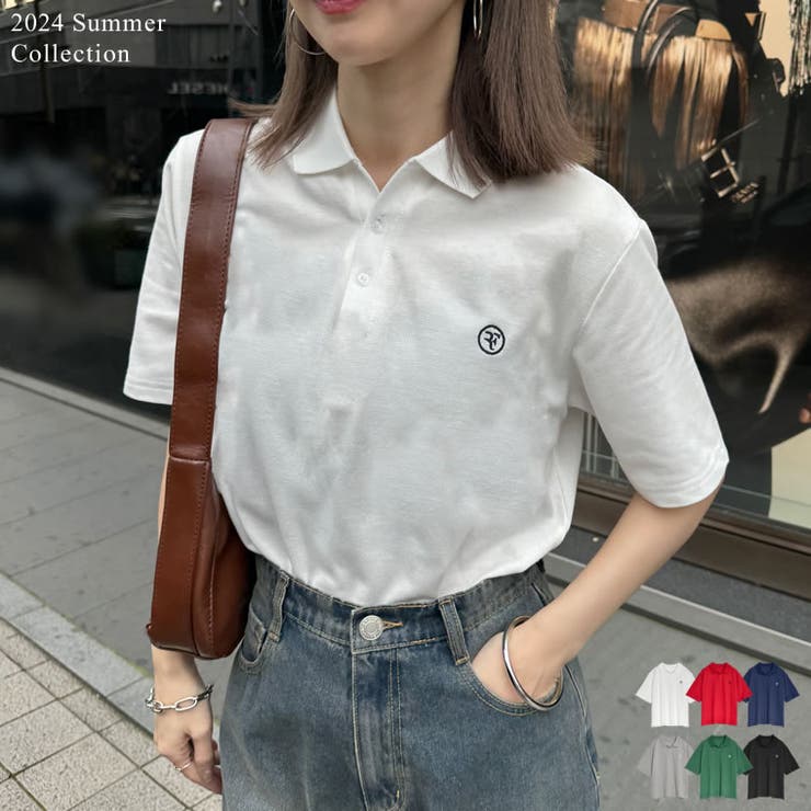 ワンポイント刺繍ロゴポロトップス[品番：GS000022178]｜Re:EDIT