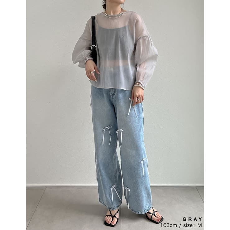 前後2WAYシアー袖ボリュームブラウス | Re:EDIT | 詳細画像15 