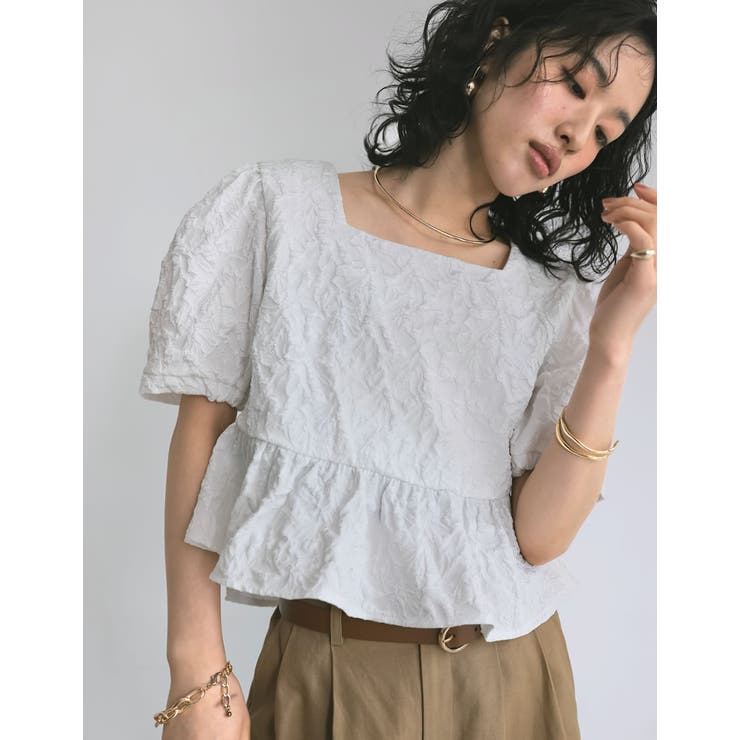 ふくれジャカードペプラムトップス | Re:EDIT | 詳細画像2 