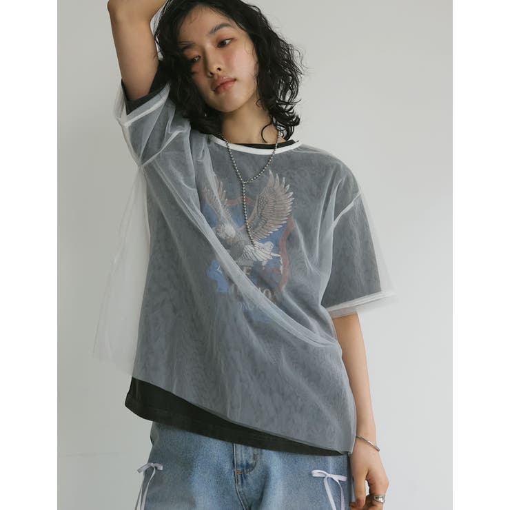 ドットチュールシアーTシャツ セール】ドットチュールシアーTシャツ（Tシャツ/カットソー