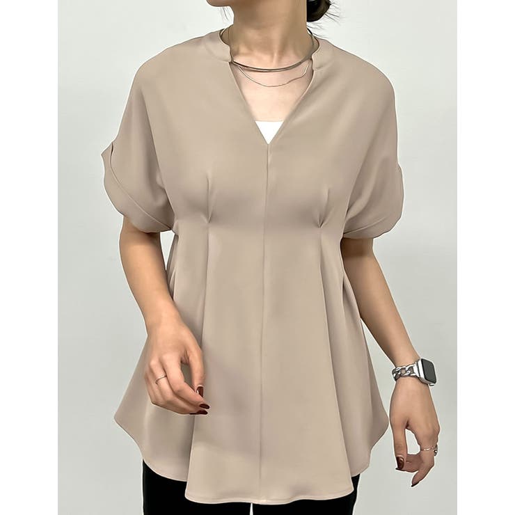 タックフレアーキーネックブラウス | Re:EDIT | 詳細画像2 