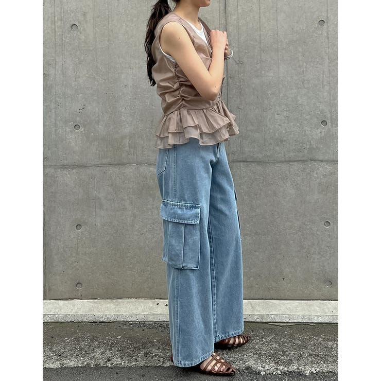 コットンデニムサイドポケットカーゴパンツ | Re:EDIT | 詳細画像13 