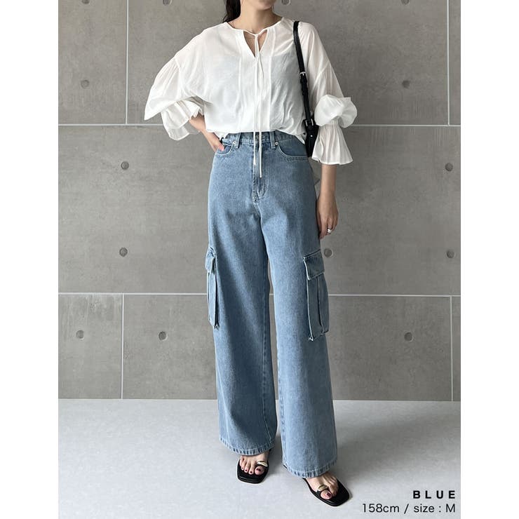 コットンデニムサイドポケットカーゴパンツ | Re:EDIT | 詳細画像21 