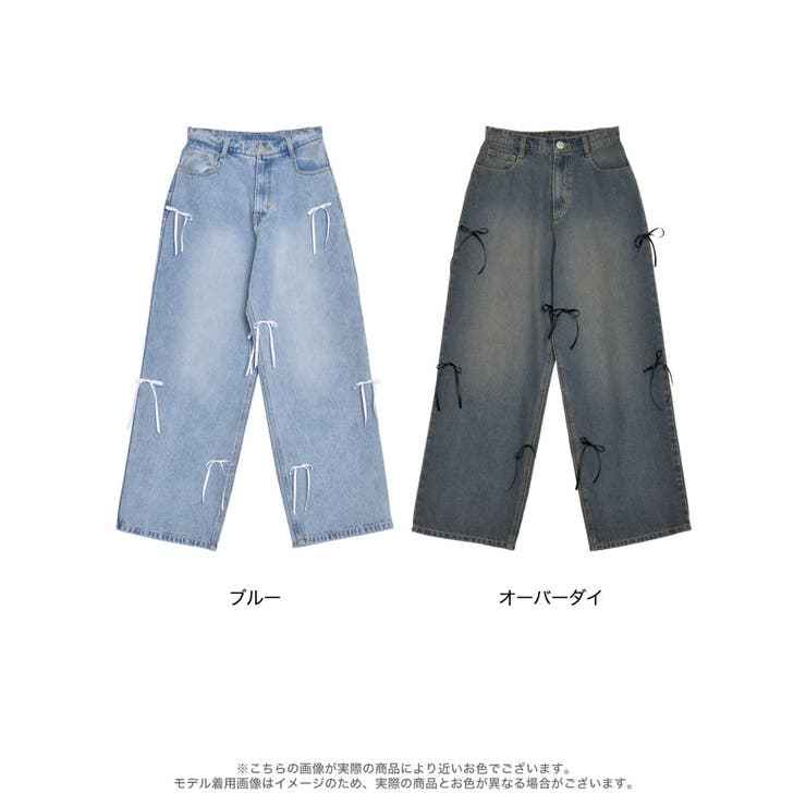 リボン付きコットンルーズワイドデニムパンツ | Re:EDIT | 詳細画像18 