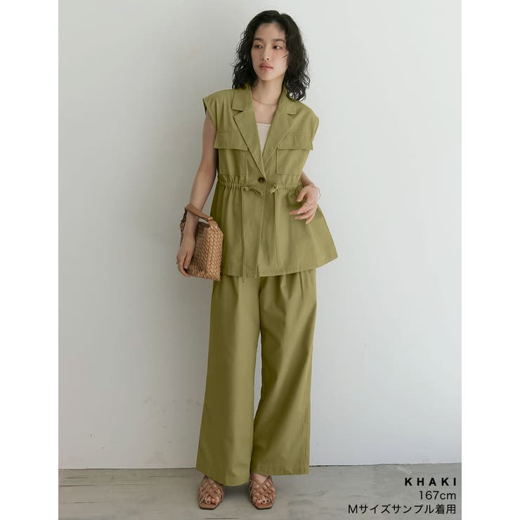 ベスト ジレ コットンドロストノースリベストジャケット レディース Re:EDIT ベスト ジレ コットンドロストノースリベストジャケット
