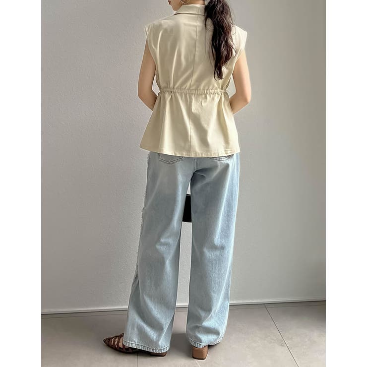 ベスト ジレ コットンドロストノースリベストジャケット レディース Re:EDIT ベスト ジレ コットンドロストノースリベストジャケット