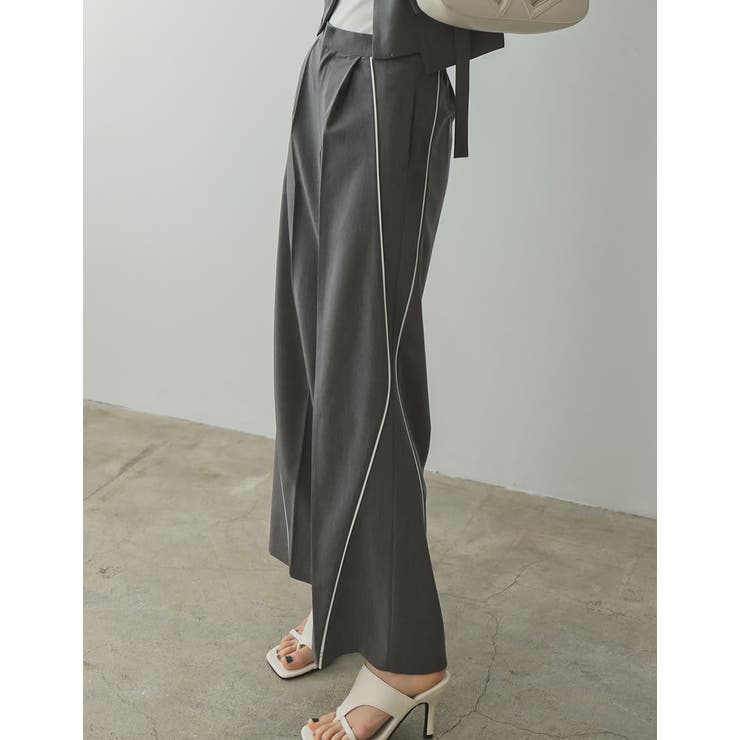 [低身長/高身長サイズ有]ライトツイルパイピングカーブパンツ | Re:EDIT | 詳細画像2 