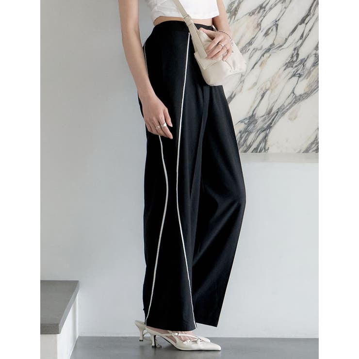 [低身長/高身長サイズ有]ライトツイルパイピングカーブパンツ | Re:EDIT | 詳細画像4 