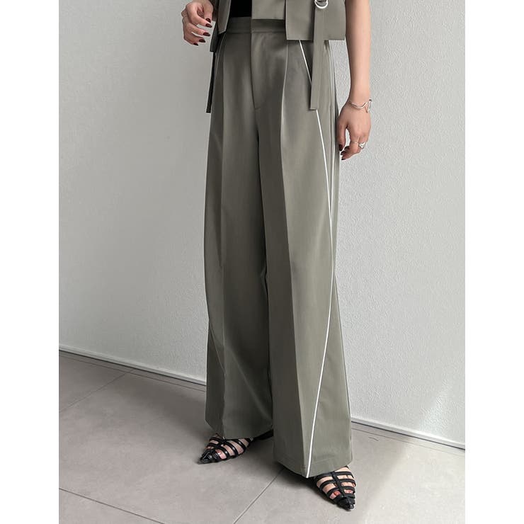 [低身長/高身長サイズ有]ライトツイルパイピングカーブパンツ | Re:EDIT | 詳細画像5 