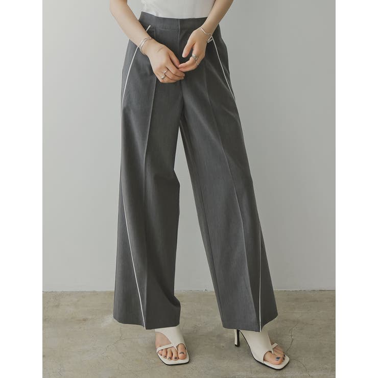 [低身長/高身長サイズ有]ライトツイルパイピングカーブパンツ | Re:EDIT | 詳細画像8 