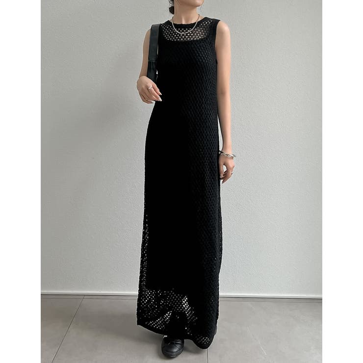 インナー付きメッシュニットナローワンピース | Re:EDIT | 詳細画像24 