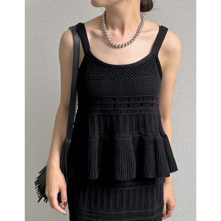 かぎ針編みニットフレアキャミビスチェ[品番：GS000022236]｜Re:EDIT  