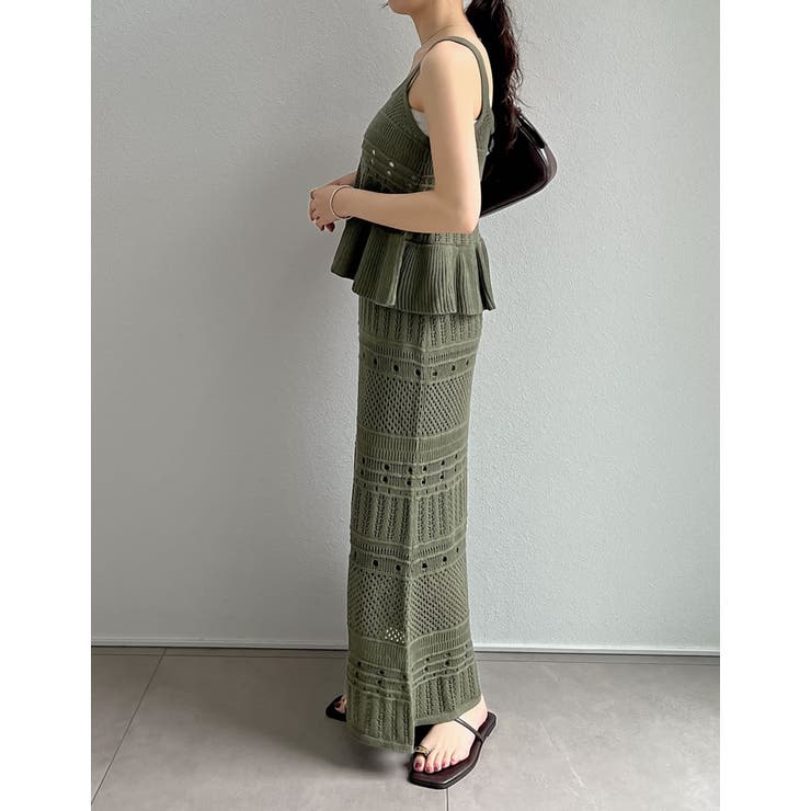 かぎ針編みニットフレアキャミビスチェ[品番：GS000022236]｜Re:EDIT  