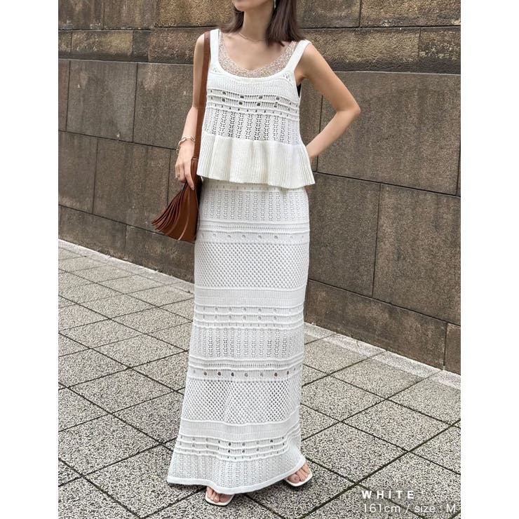 かぎ針編みニットフレアキャミビスチェ[品番：GS000022236]｜Re:EDIT  