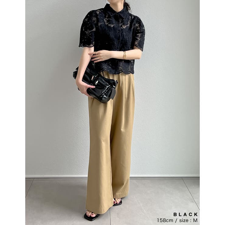 【美品】EDIT.FOR LULU エンブロダイリーパフスリーブトップス 美品】EDIT.FOR LULU エンブロダイリーパフスリーブトップス