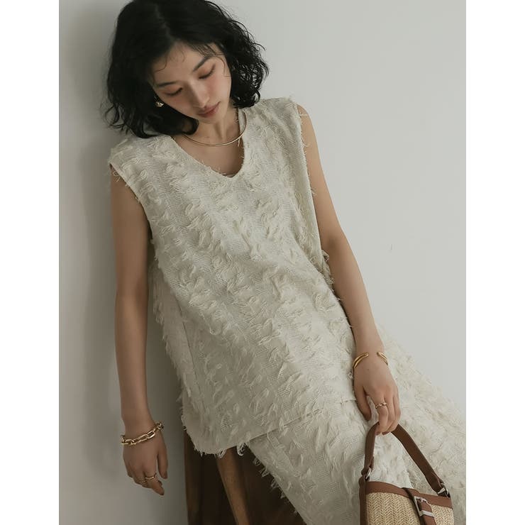 2024 SUMMER COLLECTION]フリンジノースリーブトップス[品番