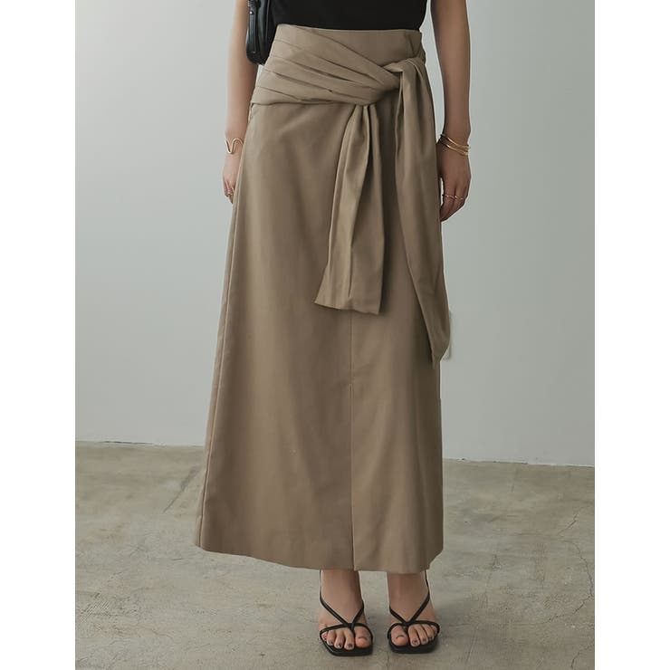 [低身長サイズ有]リネン混ウエストリボンナロースカート | Re:EDIT | 詳細画像16 