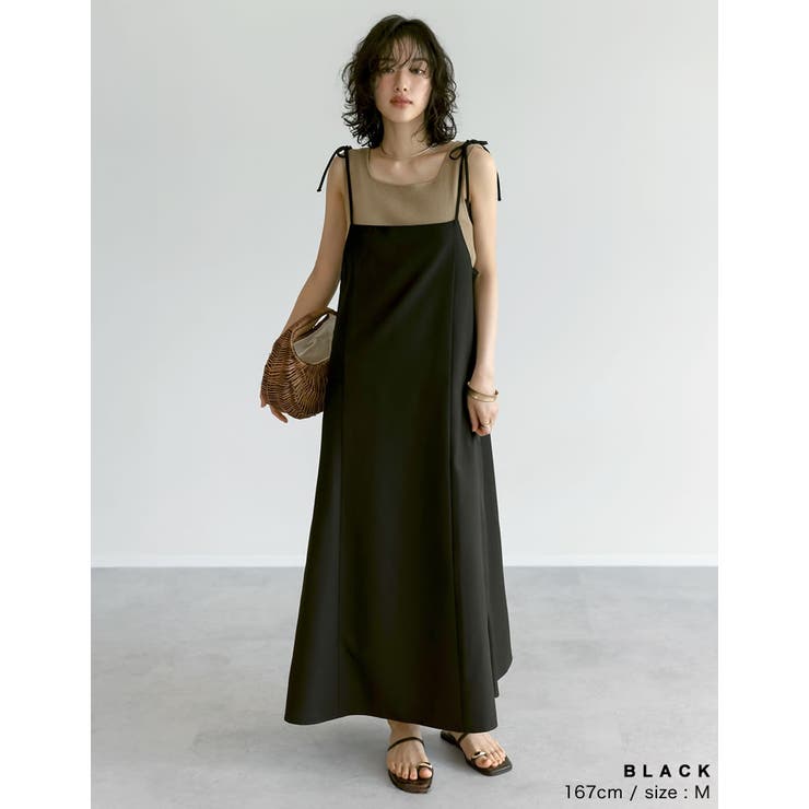 低身長サイズ有]リネンライク2WAYキャミワンピース[品番