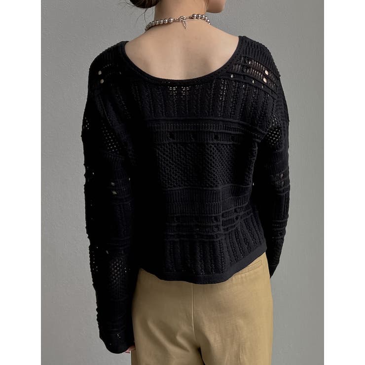 [前後2WAY］かぎ針ニットリボントップスカーディガン | Re:EDIT | 詳細画像12 