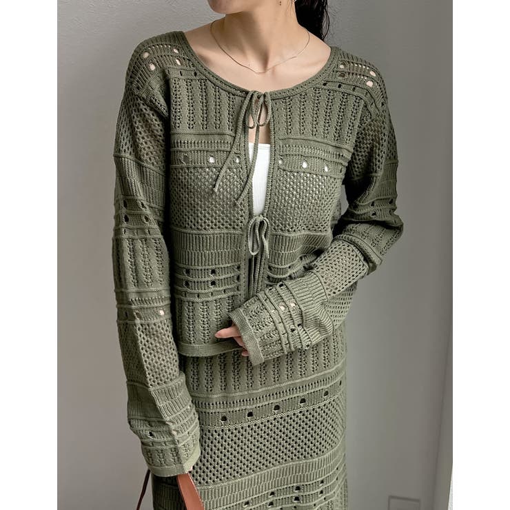 [前後2WAY］かぎ針ニットリボントップスカーディガン | Re:EDIT | 詳細画像4 