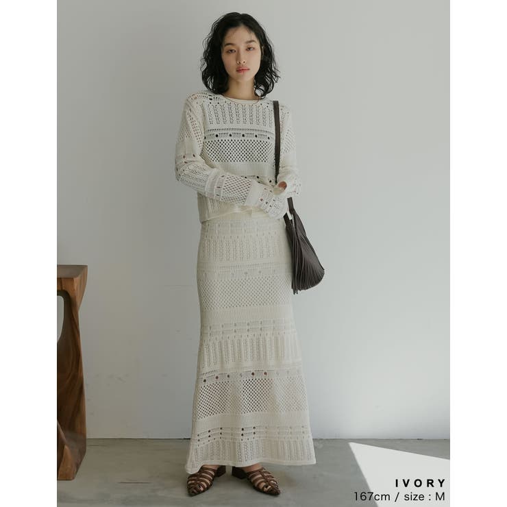 [前後2WAY］かぎ針ニットリボントップスカーディガン | Re:EDIT | 詳細画像8 