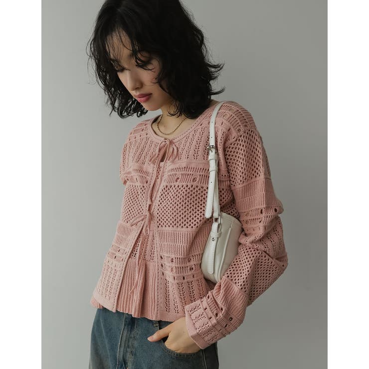 [前後2WAY］かぎ針ニットリボントップスカーディガン | Re:EDIT | 詳細画像21 