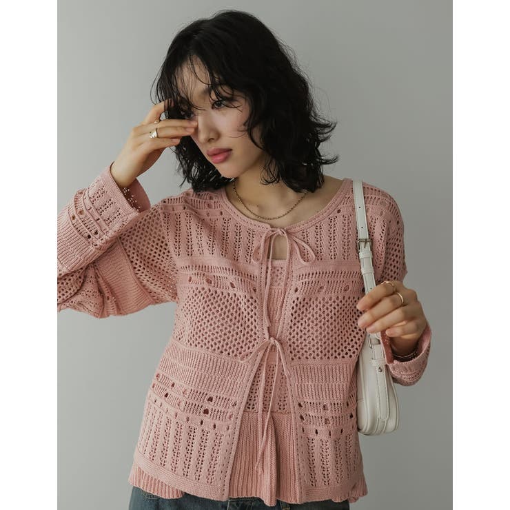 [前後2WAY］かぎ針ニットリボントップスカーディガン | Re:EDIT | 詳細画像23 