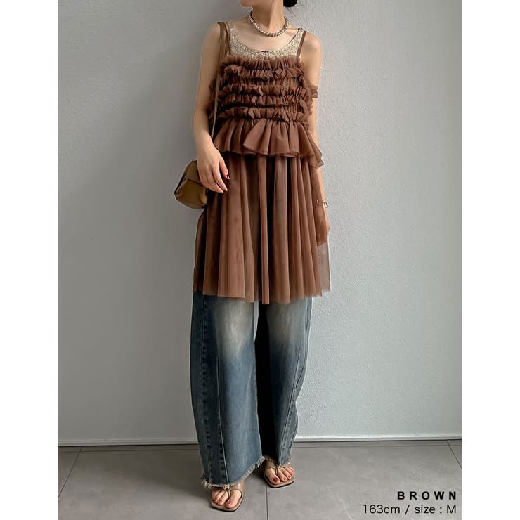 [2024 SUMMER COLLECTION]チュールフリルキャミチュニック | Re:EDIT | 詳細画像14 