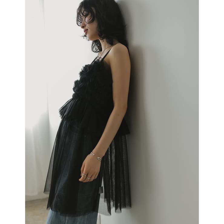 2024 SUMMER COLLECTION]チュールフリルキャミチュニック[品番