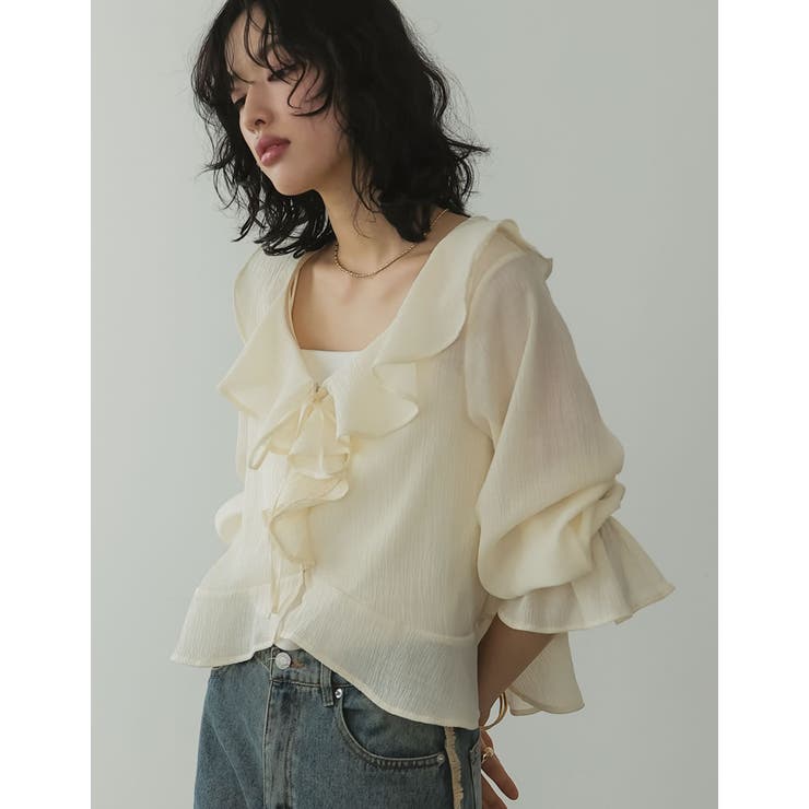 ラッフルフリルカラーリボンブラウス | Re:EDIT | 詳細画像12 