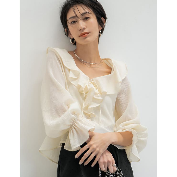 ラッフルフリルカラーリボンブラウス | Re:EDIT | 詳細画像3 