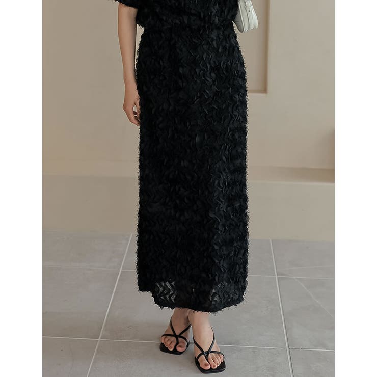 [低身長サイズ有]フラワージャガードスカート | Re:EDIT | 詳細画像3 