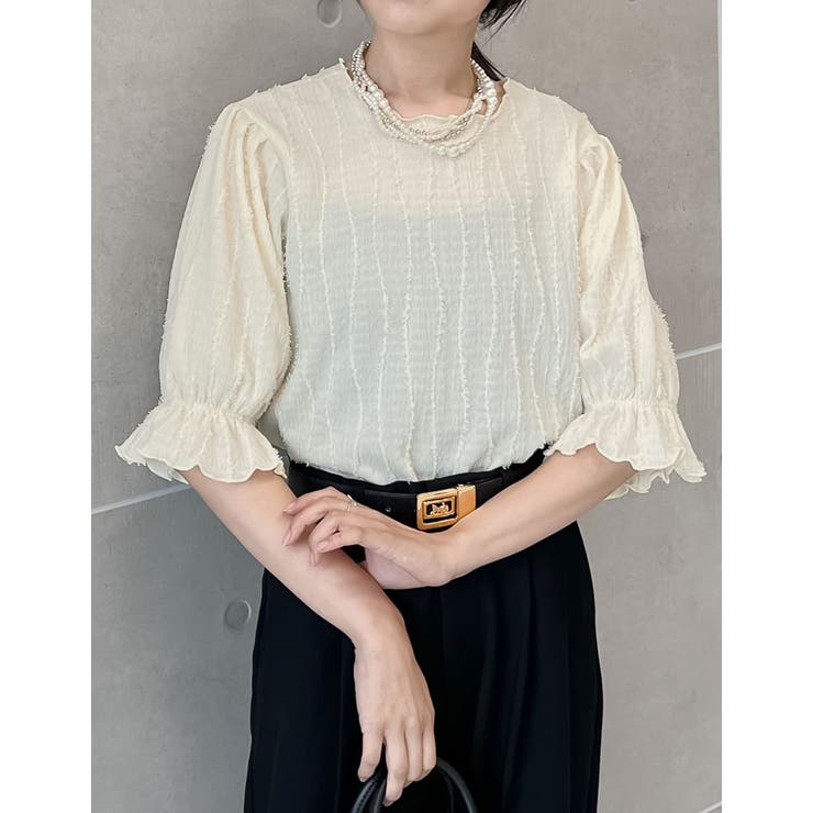 フリンジカットジャガードキャンディースリーブトップス | Re:EDIT | 詳細画像11 