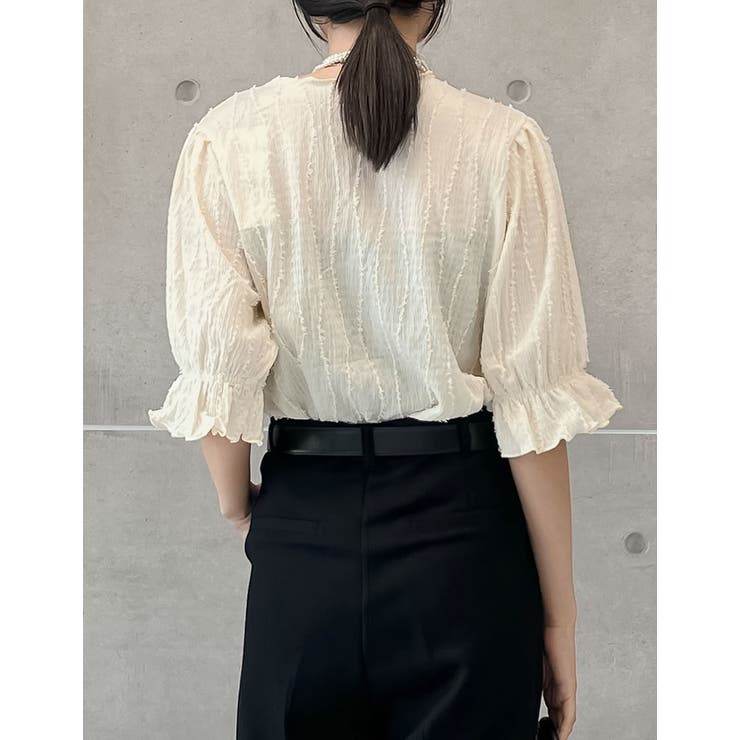 フリンジカットジャガードキャンディースリーブトップス | Re:EDIT | 詳細画像12 