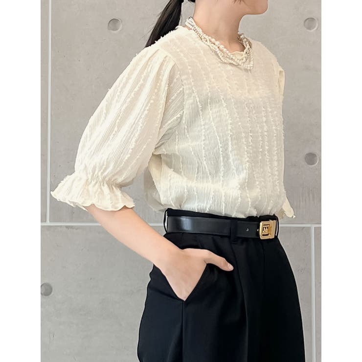 フリンジカットジャガードキャンディースリーブトップス | Re:EDIT | 詳細画像13 