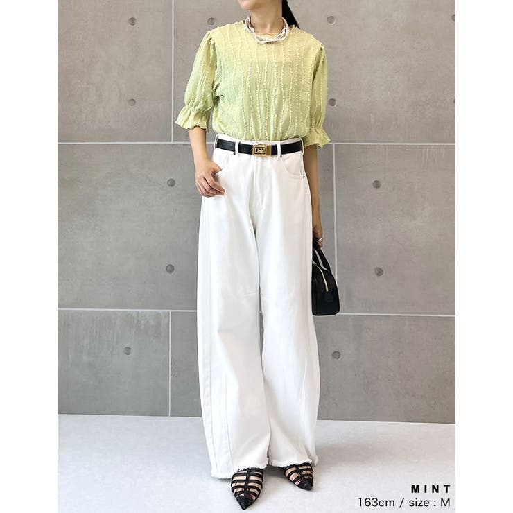 フリンジカットジャガードキャンディースリーブトップス | Re:EDIT | 詳細画像14 