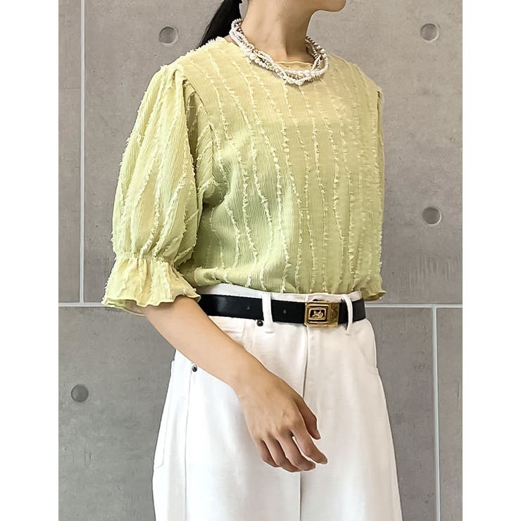 フリンジカットジャガードキャンディースリーブトップス | Re:EDIT | 詳細画像16 