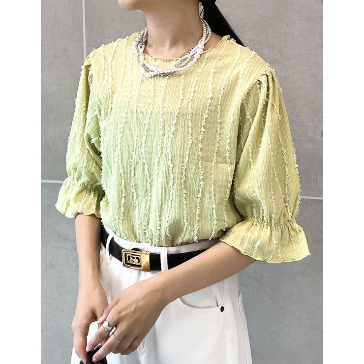 フリンジカットジャガードキャンディースリーブトップス | Re:EDIT | 詳細画像17 