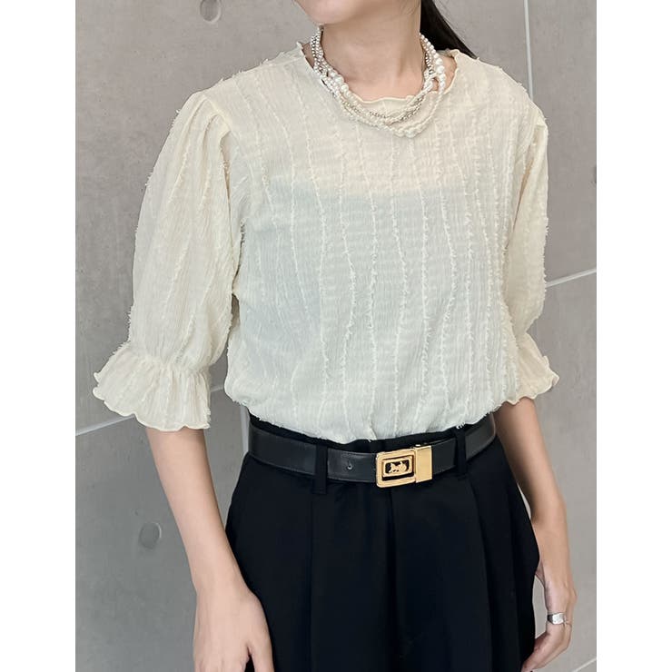 フリンジカットジャガードキャンディースリーブトップス | Re:EDIT | 詳細画像4 