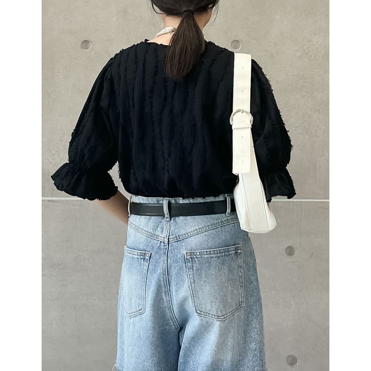 フリンジカットジャガードキャンディースリーブトップス | Re:EDIT | 詳細画像8 