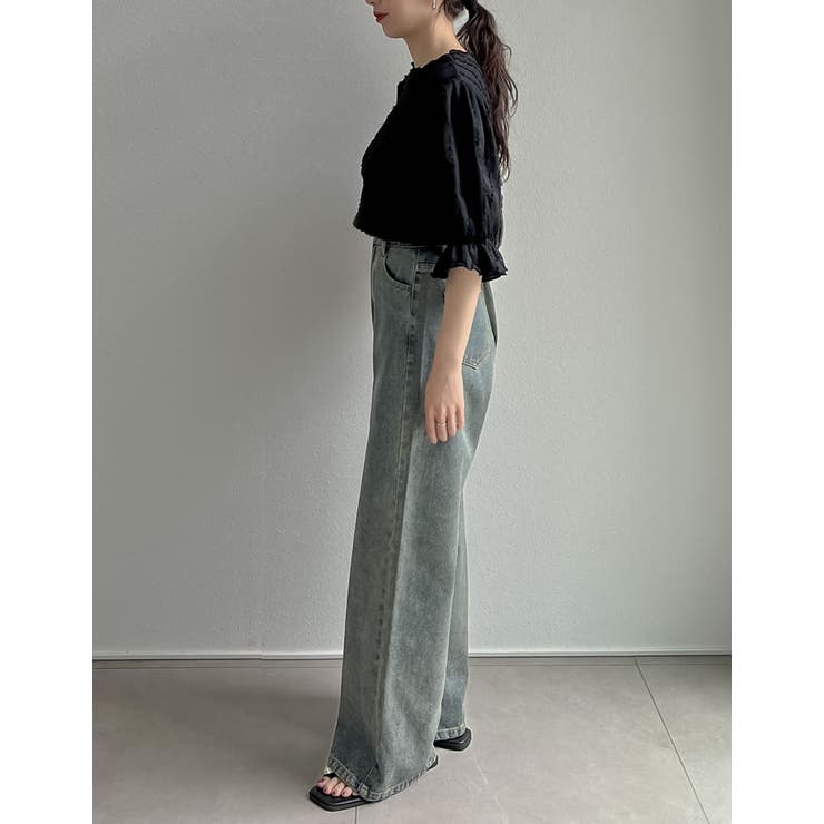 フリンジカットジャガードキャンディースリーブトップス | Re:EDIT | 詳細画像23 